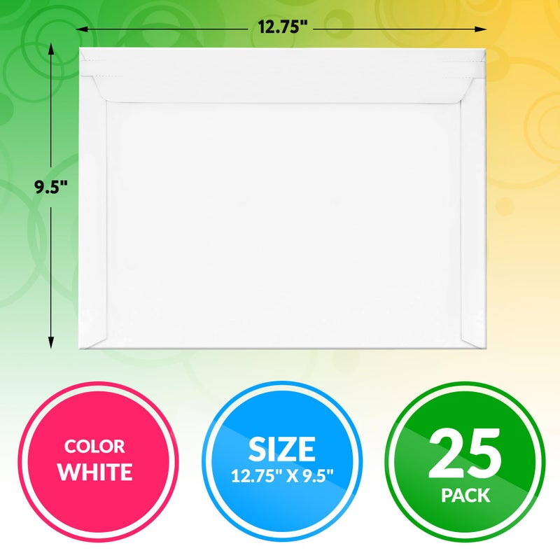 ABC PACK & SUPPLY White Rigid Mailers, 12.75 x 9.5 Inches. Pack of 25 Photo Mailer Envelopes. Flat Cardboard Mailers Self-Seal. Sturdy Cardboard Photo Envelope. Recyclable Hard Shipping Envelopes - Image 2